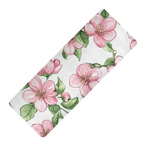 Flowers Delaware Peach Blossom Yoga Mat 71x26in Non-Slip 1mm
