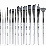 Pinselset Malen - 15 Acrylfarben Pinsel Set für Öl, Aquarell, Miniaturen, Modell,Steinmalerei,Gouache,kreative Körperfarbe(Nylon Hair)