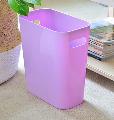 Image of Youngever 2 Pack 3 Gallon Slim Trash Can, Plastic Garbage Container Bin, Trash Bin with Handles for Home Office, Living Room, Study Room, Kitchen, Bathroom (Purple)