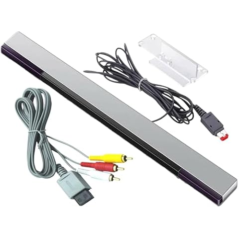 PEGLY 2 in-1 Wii AV Composite Audio Video Cable Wired Infrared Ray Sensor Bar Compatible with Nintendo Wii and Wii U Cover