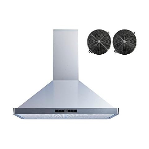 Winflo 30 In. Convertible Stainless Steel Wall Mount Range Hood with Aluminum Mesh Filters, Charcoal Filters and Touch Sensor Control Cover