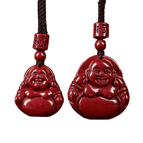 Bracelet de cinabre véritable et pendentif Bouddha Maitreya en or violet de qualité supérieure
