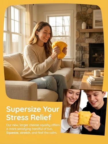 11cm Big Cheese Squishy Cube,Anxiety Relief Squeeze Fidget Toys - 1