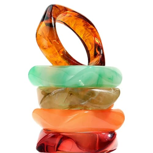 GWSGSFAS Vintage Acrilico Grande Colorato Geometrico Irregolare Braccialetti per Le Donne Alla Moda Resina Larghi Braccialetti Braccialetti Moda Gioielli, Resina