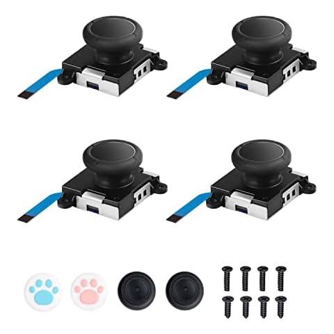 Joycon Joystick Replacement 4 Pack, Replacement Joystick Analog Thumb Stick for Switch Joy-Con Controller & Switch Lite, Left/Right Analog Joystick with Thumbstick Grips & Screws Cover