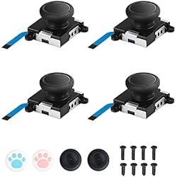 Joycon Joystick Replacement 4 Pack, Replacement Joy-stick Analog Thumb Stick for Switch Joycon Controller & Switch Lite, Left/Right Analog Joystick with Thumbstick Caps & Screws (4pcs Black)