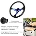 Universal Racing Steering Wheel,Drifting Deep Dish Steering Wheel 13.8”/350mm 6 Bolts Grip Vinyl Leather & Aluminum with Horn Button for Car Golf Cart (Blue)