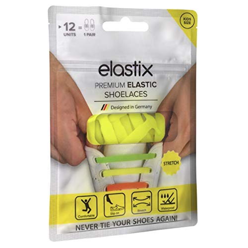 Elastix Kids Elastische Silikon Schnürsenkel für Kinder Neongelb, Gr. Einheitsgröße