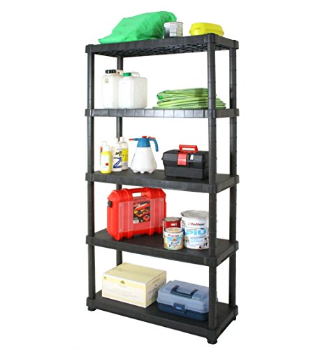 Kreher 2 Stück solide Schwerlastregale aus Kunststoff mit fünf geschlossenen Böden zum Schnäppchenpreis! Maße BxTxH in… – Bild 3