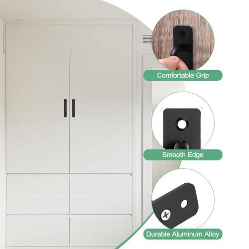 Image of M METERXITY 2-Pack Barn Door Handles, 5Inch /128mm Hole Center Aluminium Alloy Gate Handle with Mounting Screws for Bathroom /Wardrobe /Closet /Kitchen, Sliding Door Handle with Plate [Black]