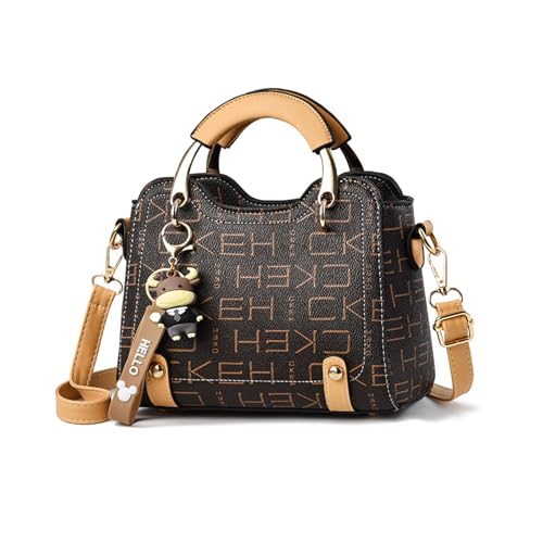 Piccole Borse Donna a Tracolla Borsa con Manico a Mano e a Spalla Pelle PU Ragazza Carino Borsetta Crossbody Pochette Giallo con Lettere