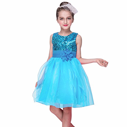 Preisvergleich Produktbild Kleider Kinderbekleidung Honestyi Kleinkind Baby Mädchen Bling Pailletten Sleeveless Tutu Prinzessin Kleid Outfits Kleidung (Himmel blau,150)