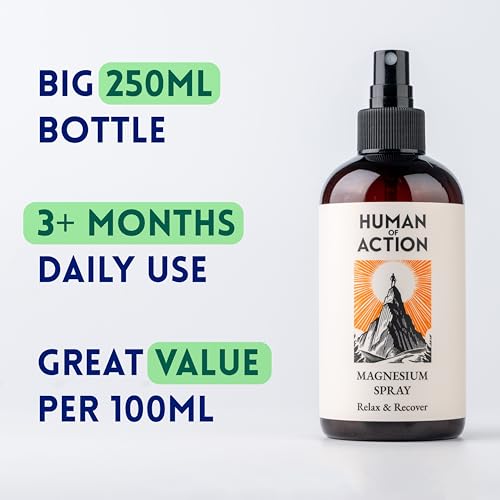 Human of Action Magnesium Oil Spray 250ml | For Sleep, Restless Legs & Muscle Pain | Pure Zechstein Magnesium Chloride with Aloe Vera, Lavender & Chamomile | Gentle, Non-Greasy | Made in Britain - Image 3