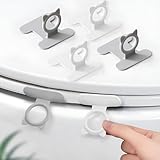 Toilet Seat Lifter, 4 Pcs Cute Silicone Toilets Lid Lifter, Toilet Handle Tabs Can Avoid Touching the Toilets, Toilet Accessories Tool for Home Bathroom, Office, Hotel (White, Gray)