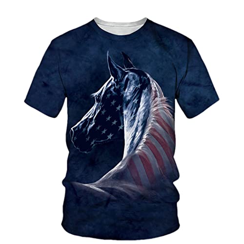 T-shirt imprimé cheval 3D idéal pour vos festivals d'été et sorties streetwear décontractées