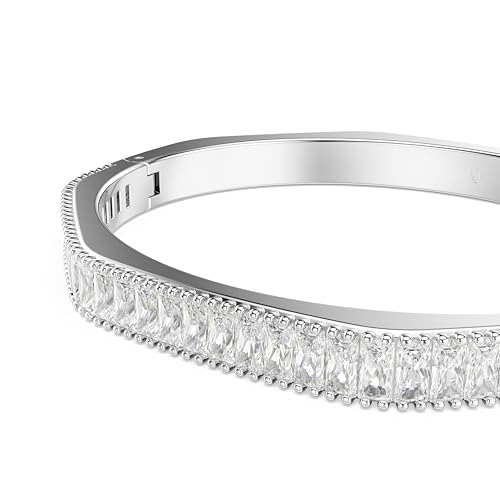 Swarovski Bransoletka typu bangle Matrix, Szlif schodkowy typu baguette, Kształt ośmiokątny, Biała, Powłoka z rodu