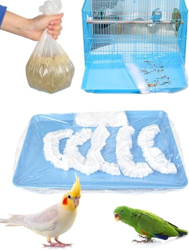 اودلوزي 30 قطعة من بطانات أقفاص الطيور التي تستخدم لمرة واحدة، بلاستيك شفاف، أكياس بطانة قفص البراكيت، بطانات صينية قفص الببغاء، إكسسوارات أقفاص الطيور العامة للحسون/الكناري/الكوكاتيل/قفص الطيور