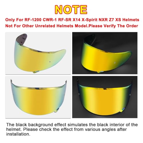 Image of PSLER CWR-1 Visor- RF-1200 Visor X14 Face Shield Replacement for CWR-1 RF 1200 X-Spirit NXR Z7 X14 NX NZ,Deep Gold