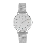 Tom Tailor Armbanduhr mit Metallband für Damen, mit Kristall, Silber, wasserdichte 3 bar, Geschenkidee, kommt in Uhren Geschenkbox, 2100499