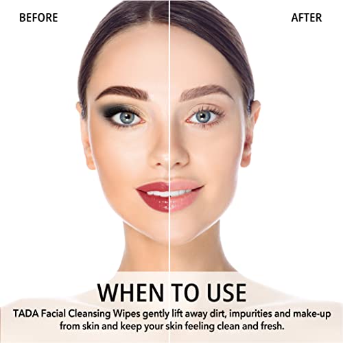 Tada Beauty Facial Wipes Makeup Remover | Tea Tree & Rose Wet Cleansing Wipes (Rose + Tea Tree, 4-Pack (320Ct)) #TOP1