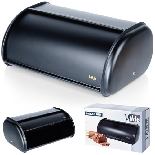 Vilde Boîte à pain en acier noir 43 x 27,5 x 18,5 cm