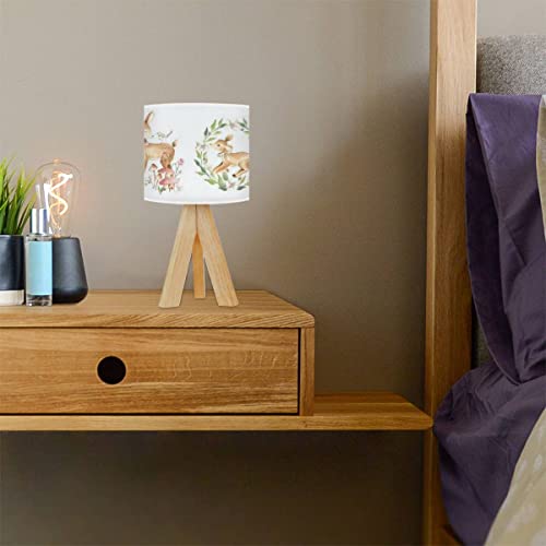 Small Lamp Baby Deer Woodland Watercolor Fawn Forest Animals For Nursery And Baby Bedside Tripod Table Lamp Cute Mini Desk Nightstand Reading Lamps Boho Kids Nursery Lamp For Bedroom Classroom Decor #TOP1