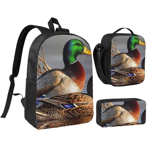 Sac à dos d'écolier canard colvert idéal pour les journées de classe et pique-niques