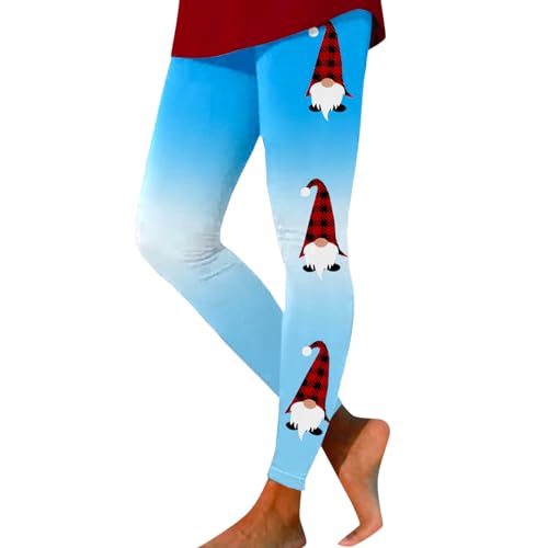 2024 Mujer Casual Moda Navidad Impreso Polainas Deportivas Casual Yoga Leggings Droguería, azul celeste, L