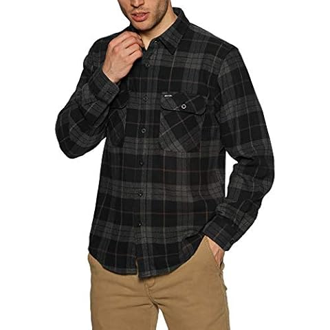 BRIXTON Men's Bowery Flannel Shirt, Black/Charcoal Cover