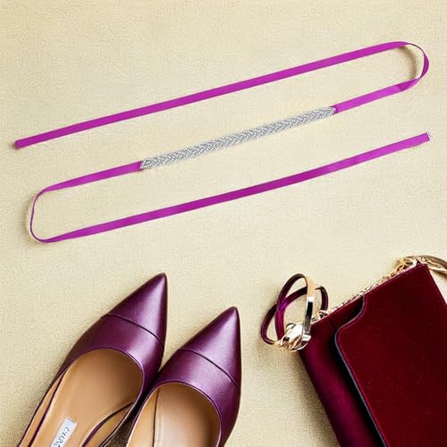 LUOZZY Sparkly Rhinestone Bridal Belt Wedding Waist Sash Glitter Ribbon Trim for Bride Bridesmaid Party Formal Gowns Deep Purple Accessory2