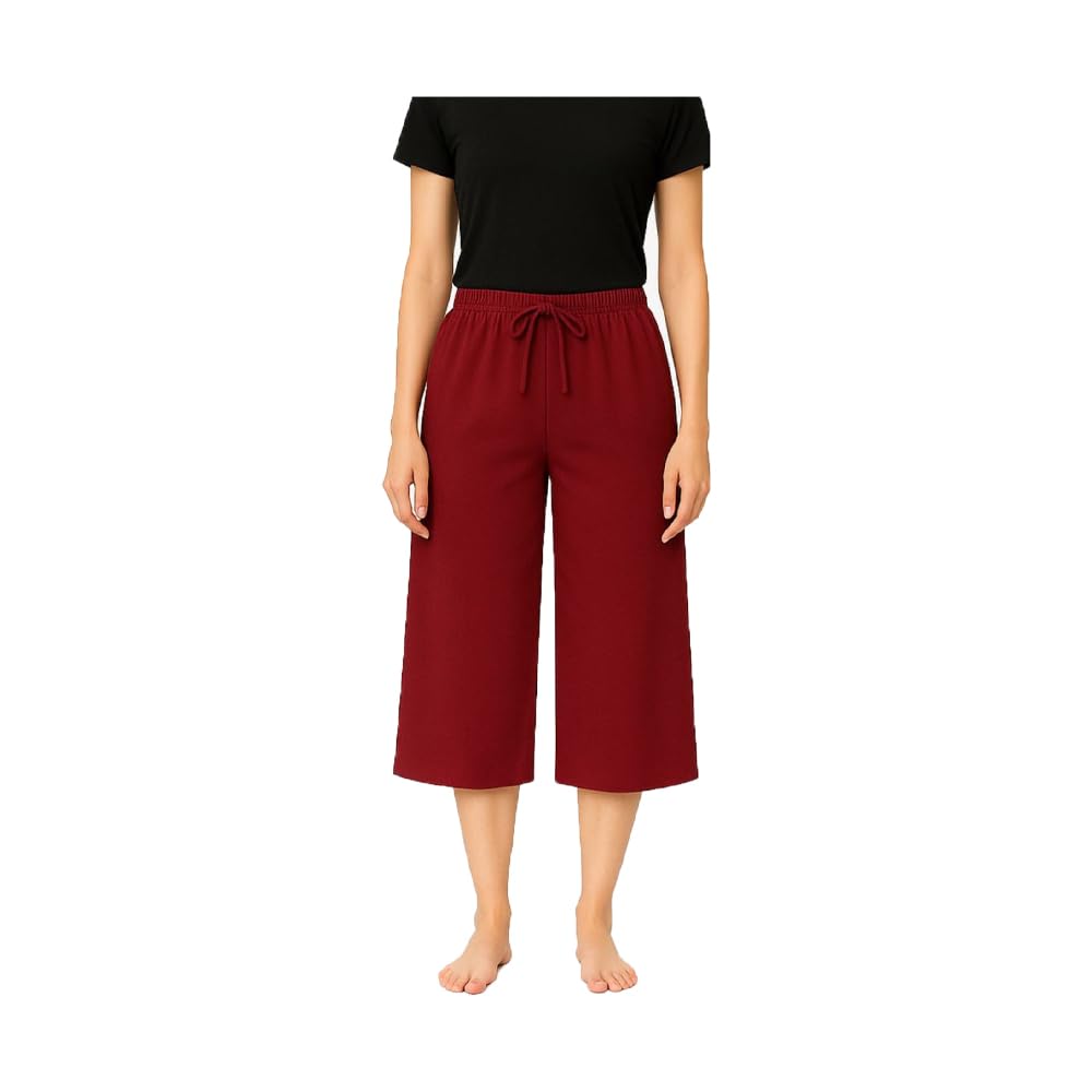 Womens Wide Leg Capris, 3/4th Capri With Loosefit For Girls (Marrone) Single Pack-picture-16