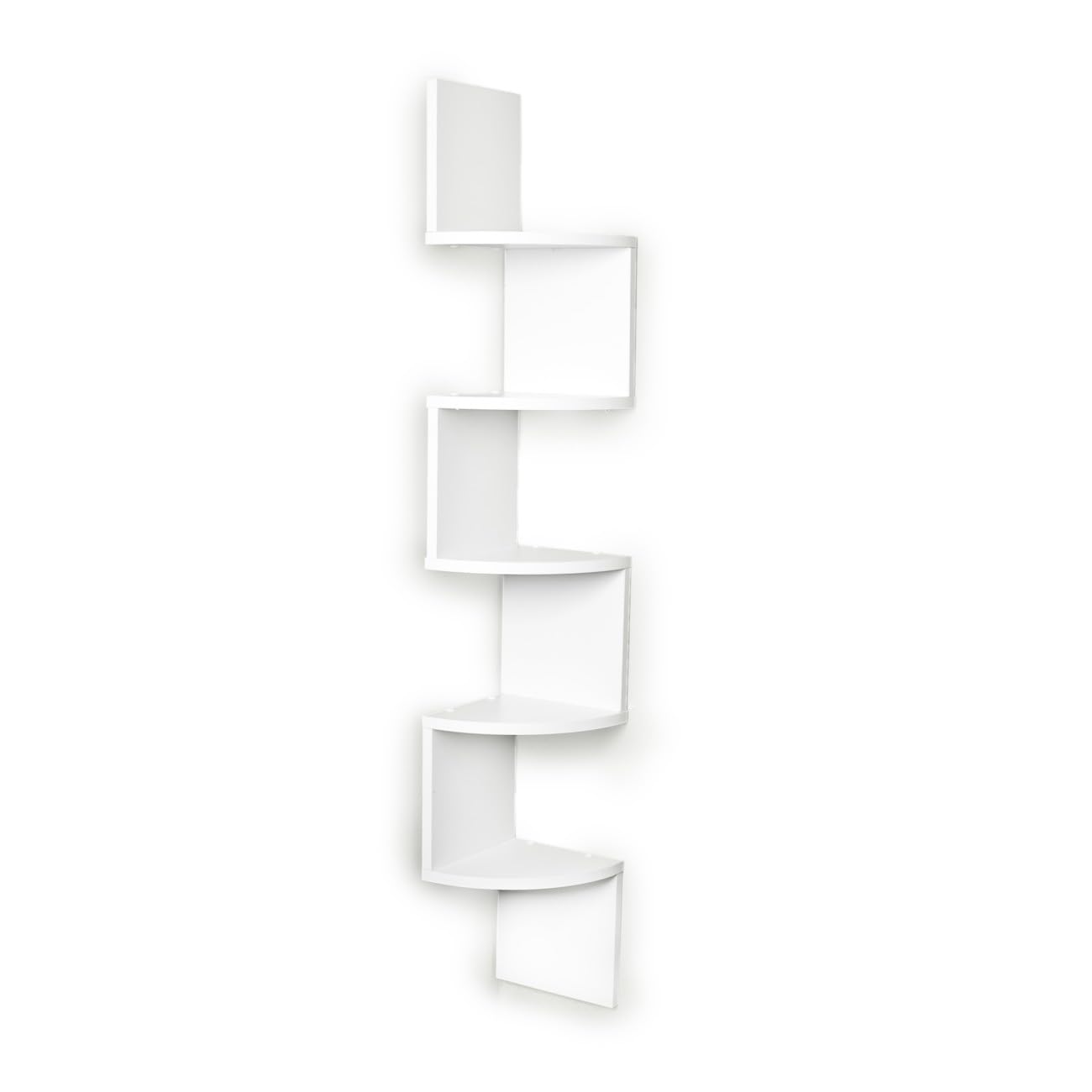 Large Rustic Decorative 5-Tier Corner Floating Wall Mount Display Shelving Unit (White)