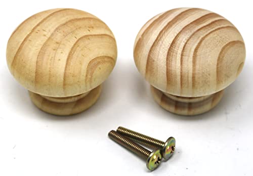 fiXte 2 x Natural Wood Cupboard Cabinet Door Knob Pine Wooden Unlacquered Handle 50mm (2"), Pack of 2 - Image 2