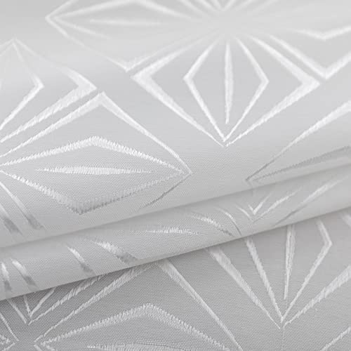 Rideaux semi-occultants anti vis-à-vis blanc jacquard à œillets - 8
