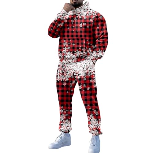 Ensemble survêtement Noël homme avec sweat à capuche ample et jogging brodé renne