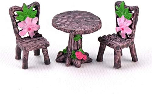 Miniatura 1 de Juego de 3 figuras de jardín de hadas Tavolo Sedia en resina Paesaggio en miniatura Ornamenti Figurine para Piante Bonsái Decorazione: 003