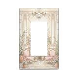 Copertura per interruttore della luce singolo per lampadario, poltrone vintage eleganti con fiori N/A color pesca pastello in plastica di dimensioni standard, piatti decorativi da parete per soggiorno