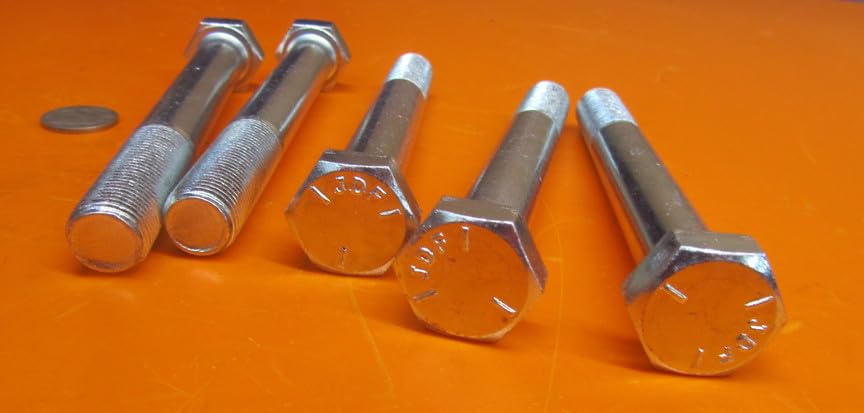 Grade 5 Zinc Steel Hex Bolts RH PT 5/8"-18 x 5.00 Length 5 pcs