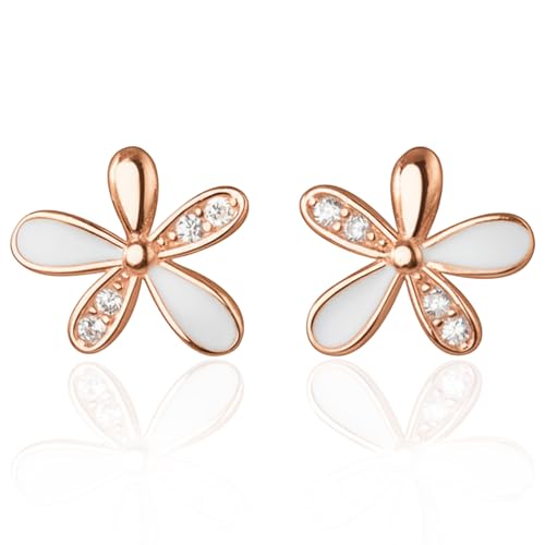 Umiwe 925ローズゴールド 花 セカンドピアス レディース アレルギー対応 ジルコン 小さめ つけっぱなし 両耳用 花モチーフ イヤリング ピアス 女性用 ギフト
