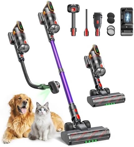 Fieety Akku Staubsauger 600W/50kPa/65Min, Staubsauger Kabellos mi...