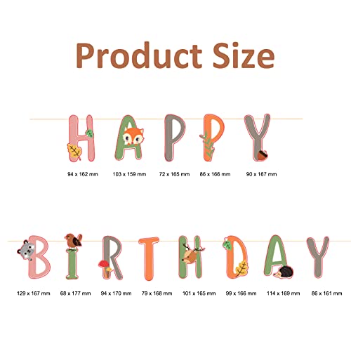 Image of SUNBEAUTY Woodland Party Decorations Woodland Happy Birthday Banner Forest Animal Garland for Kids Boys Girls Baby Shower Woodland Birthday Jungle Party Decoration Supplies | Pre-Strung