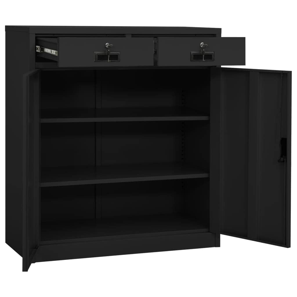 Armadio da ufficio, autoportante, in metallo, per aziende, ufficio, scuola, antracite, 90 x 40 x 102 cm