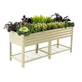 Vego garden Elevated Raised Garden Bed, 2' x 6' Outdoor Planters Boxes with Legs & Storage Rack for Patio, 1000 Lbs Weight Capacity, Raised Beds for Gardening Herbs Vegetables, Pearl White