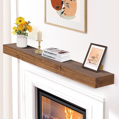 GoCampDirect Fireplace Mantle Shelf - 60×8×3Inch Handcrafted Wall Floating Mantel Shelf for Over...