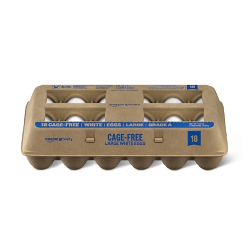 Amazon Grocery, Cage Free Large White Eggs, Grade A, 18