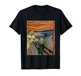 The Scream Cat By Edvard Munch Famous Painting Funny Cat Art T-Shirt