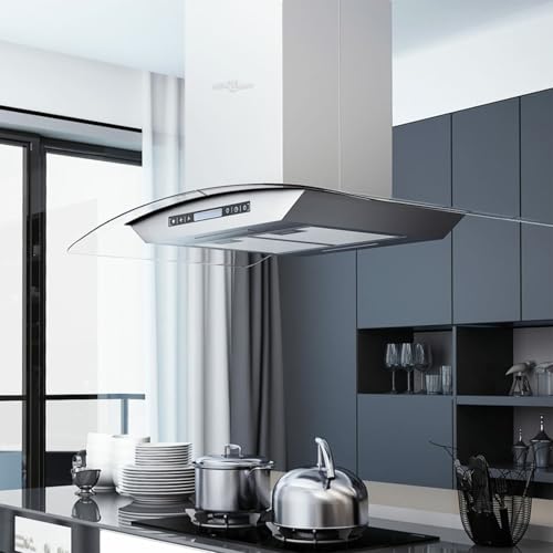 Cinyiqo Campana extractora de Techo 90 cm Pantalla táctil 756 m³/h LED, Extractor Cocina - SPU:50662