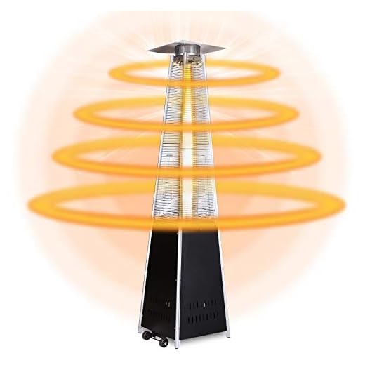 Pyramid Patio Heater 13KW 48000BTU Floorstanding Outdoor Propane Heater, Quartz Glass Tower Heaters with Moving Wheel, Landscape Heated Stove Ideal for Party Restaurant Garden