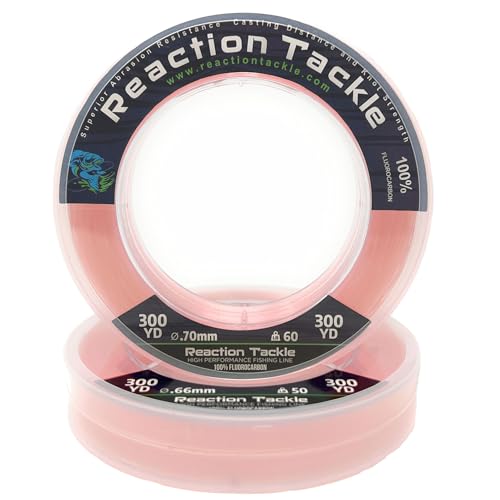 Reaction Tackle 100% Pure Fluorocarbon Fising Line - Leader Line/Pink / 12LB 50 Yd
