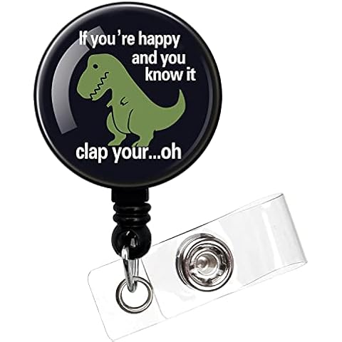 If You're Happy and You Know It Clap Your…Oh,Funny Badge Reel,Retractable ID Card Badge Holder with Alligator Clip,Hospital Badge,Suitable for Nurses,Doctors,Office Staff, Students,Volunteer Cover